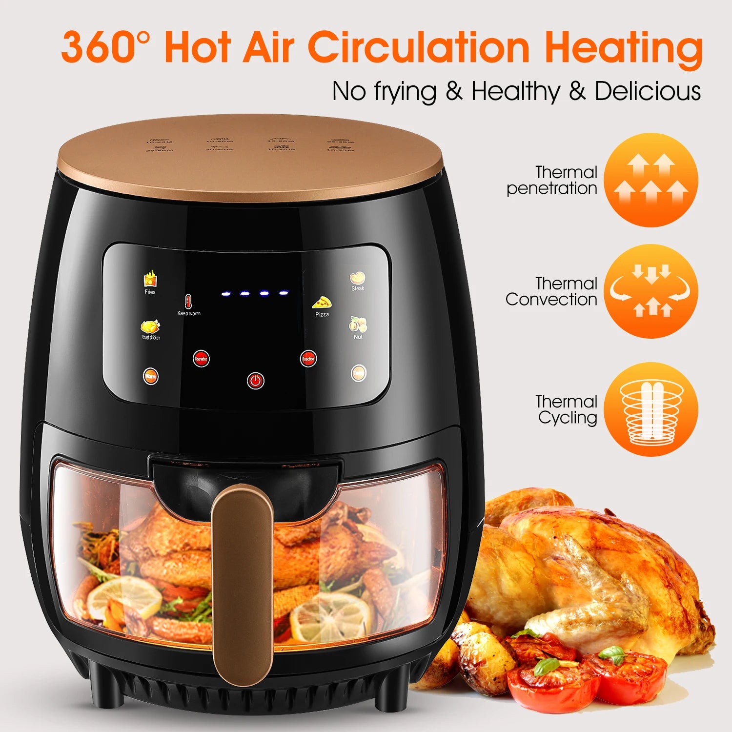 6QT Air Fryer Oven with Viewing Window - Kitchen Appliance 2025
